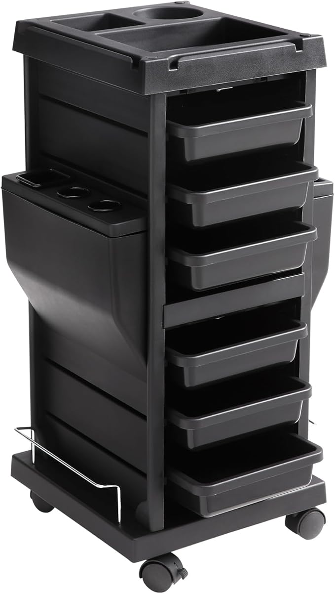 VEVOR Ultimate Trolley Cart, Salon Trolley with 6 Detachable Trays & Appliance Holder, Durable Salon Rolling Cart with Locking Casters for SPA & Beauty & Tattoo & Hairdressing