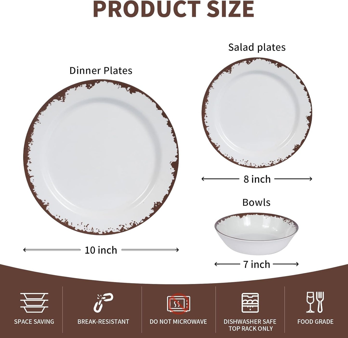 Melamine Dinnerware Set-12 Piece Melamine Plates and Bowls Set for 4,Lightweight yet Durable Dish Set,Camping/RV Unbreakable Serving Dishes, Dishwasher Safe, Off White