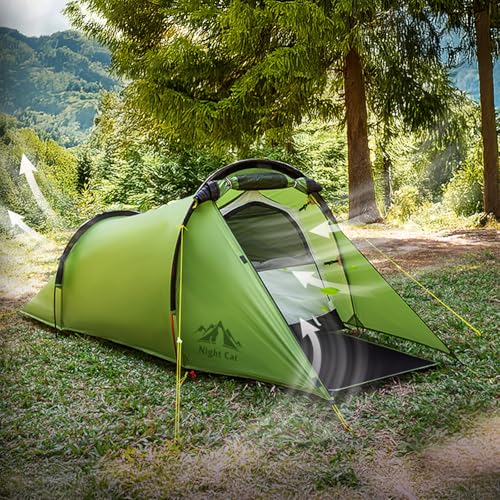 Night Cat Ultralight Tunnel Tent: Waterproof Lightweight Two People Backpacking Tent for Outdoor Camping Hiking Treeking w...