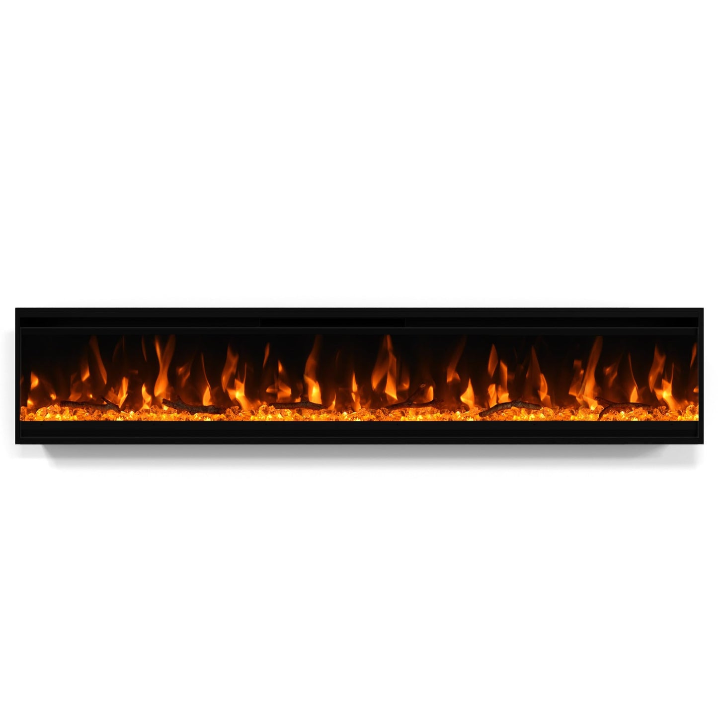 70 inch Electric Fireplace, Ultra-Thin Electric Fireplace Inserts, Ultra-Narrow Frame, Wall Mounted and Recessed Fireplace, Log & Crystal, Touch Screen & Remote Control, 1500W
