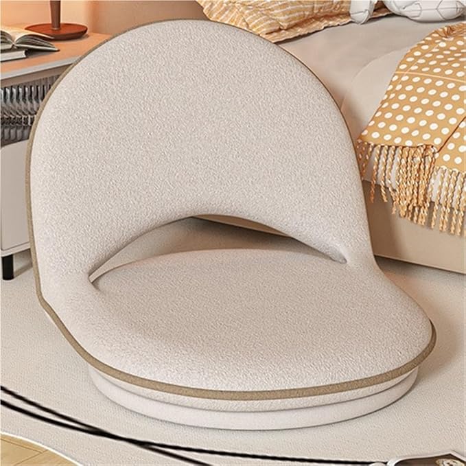 Folding Swivel Tatami Floor Chair with Back Support, Comfortable Meditation Chair, Lazy Sofa for Bedroom, Floor Seat, Floor Cushions for Adults(White)