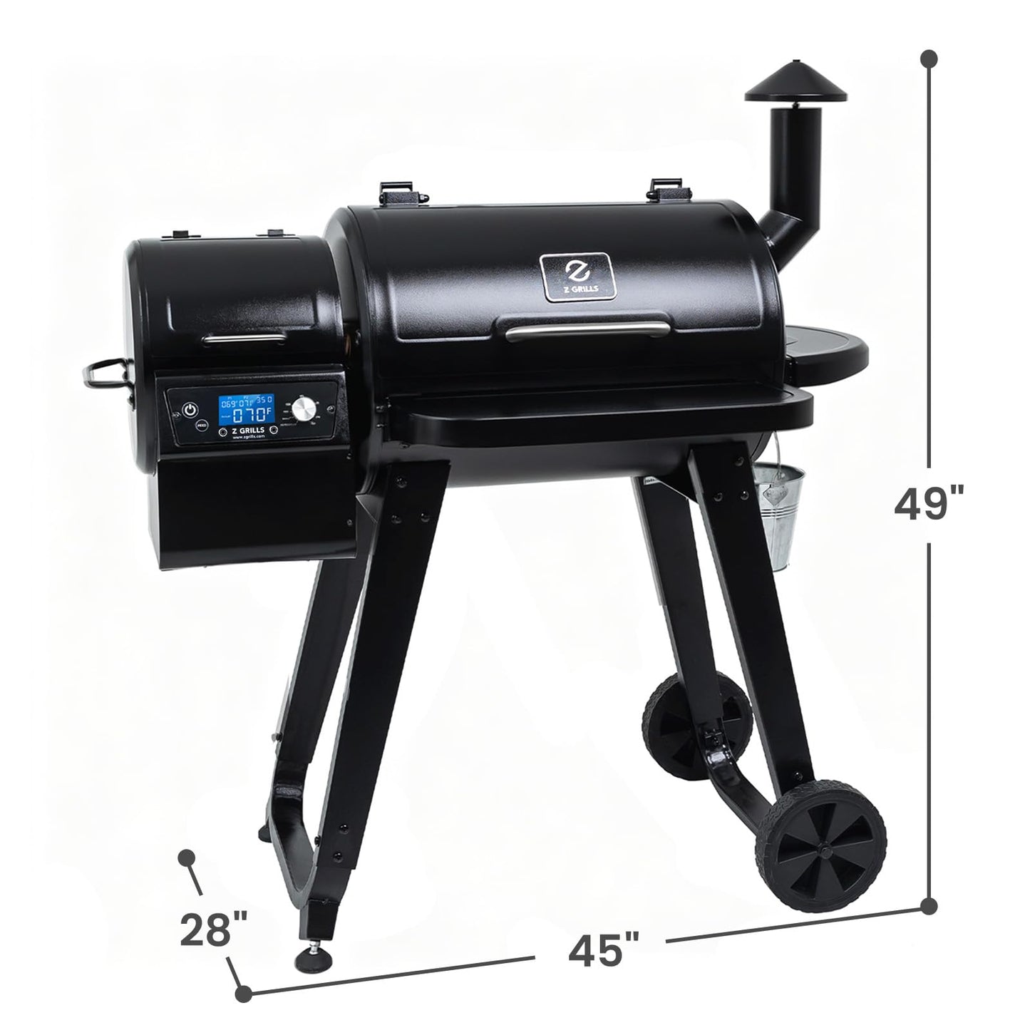 Z GRILLS 2026 Wood Pellet Grill & Smoker with PID V3.0 Controller, 459 Sq in Cook Area, Meat Probe, Foldable Shelf&Side Shelf, 8 in 1 BBQ Grill Outdoor Auto Temperature Control, Black, 450A