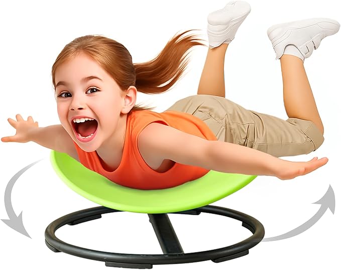 GAKINUNE Sensory Spinning Chair for Autistic Kids, Swivel Spin Seat for Autism, Sit and Spin Toy for Autistic Children, Indoor Outdoor Toys, Toddler Chair for ADHD, Balance & Coordination (Green)