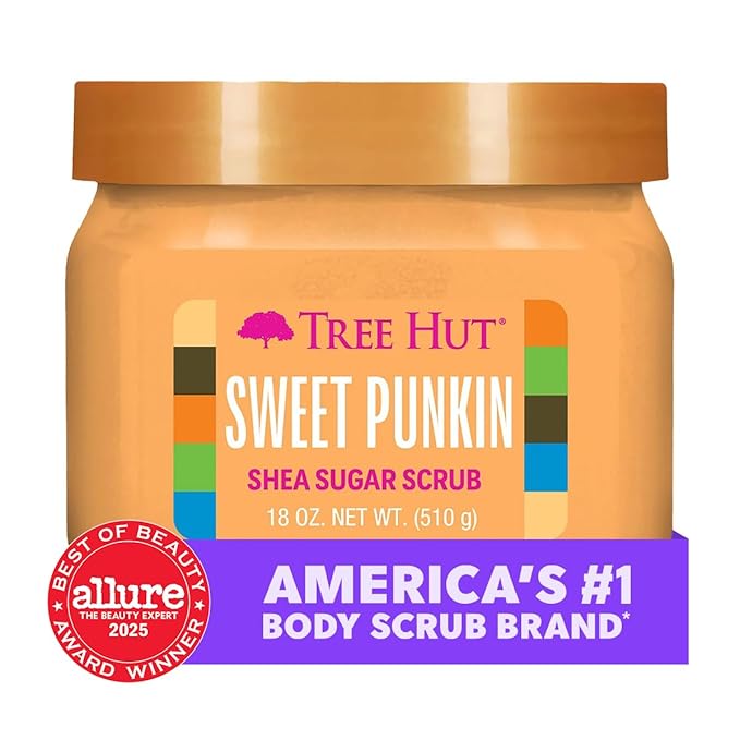 Tree Hut Shea Sugar Scrub Sweet Punkin | Exfoliating Body Scrub Removes Dead, Dry Skin for a Soft & Hydrated Feel | Nourishing Essential Body Care | 18 fl oz. (Pack of 2)