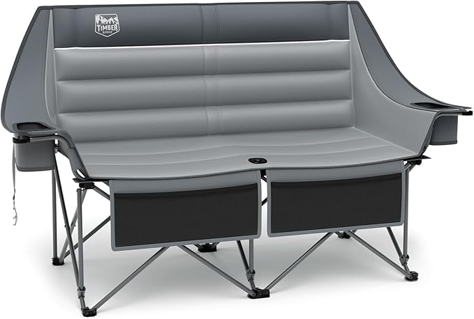 Timber Ridge Double Camping Chair, Heavy Duty Outdoor Folding Camp Couch, Loveseat Camping Chairs Perfect for Campsites, P...