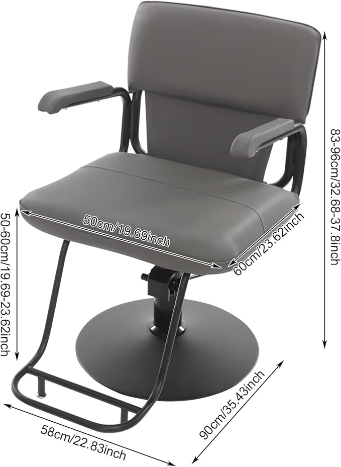 Barber Salon Chair for Hair Stylist,Hair Chair for Barbershop Home Height Adjustable & 360° Swivel Styling Salon Chairs Spa Beauty Salon Equipment, 550Lbs Capacity (Grey)
