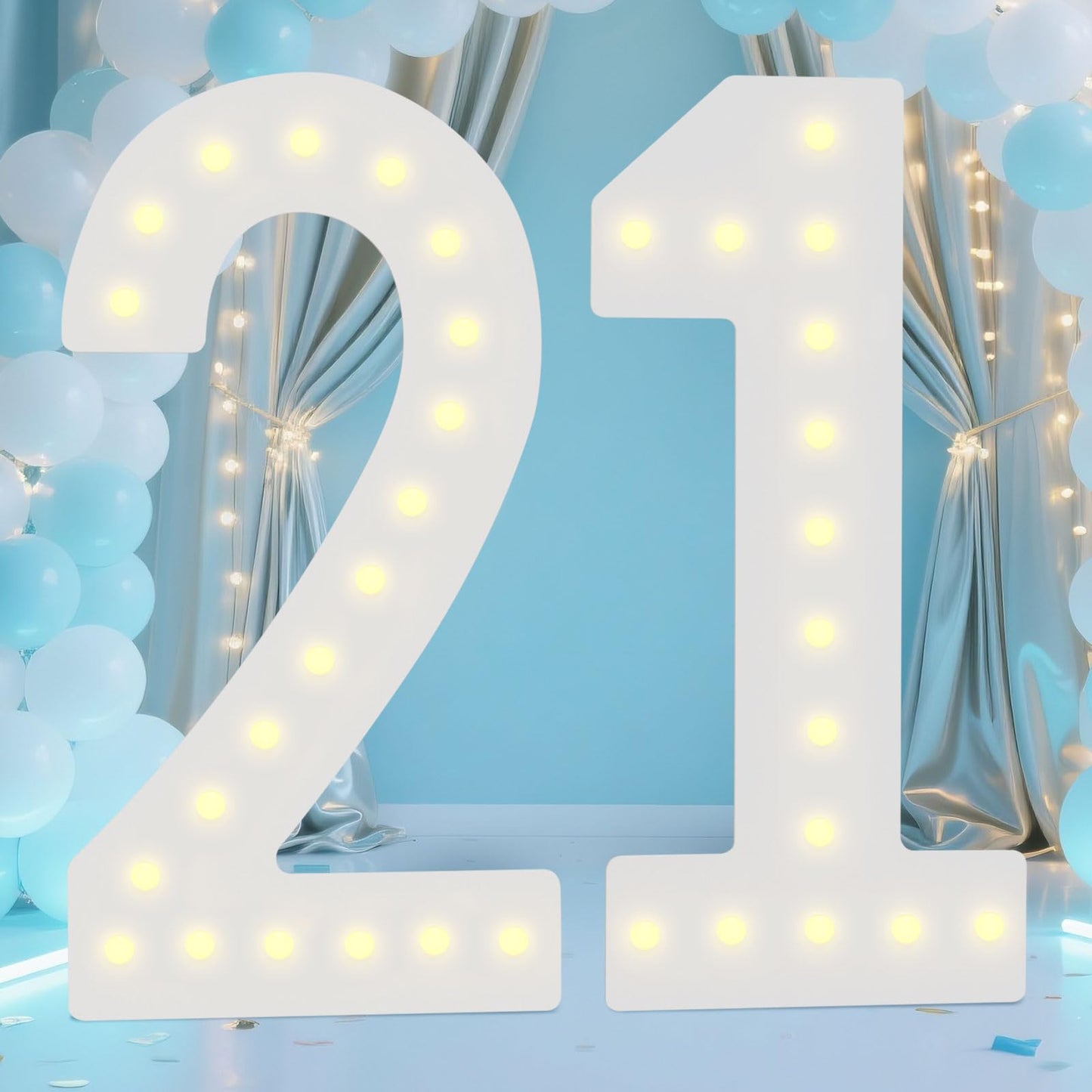 LOBOOM 4FT Marquee Numbers, 21th-Birthday Decorations,Giant Mosaic Numbers Anniversary Party Birthday Backdrop Decor, Large Mosaic Numbers for Balloons Number 21, Pre-Cut Foam Board Kit