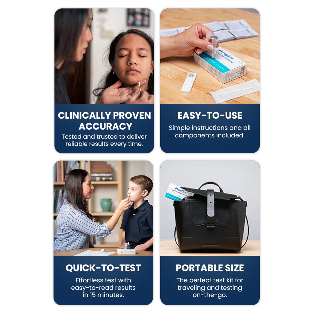 COVID Home Test Kit by Flowflex, Rapid Results in 15 Minutes, Trusted OTC COVID-19 Antigen Testing Kit, FSA and HSA Eligible, Easy to Use & No Discomfort, 1 Pack 5 Tests
