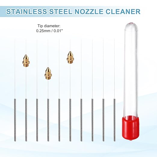 MECCANIXITY 10Pcs 3D Printer Nozzle Cleaning Kit Precision 0.25mm Stainless Steel Cleaner Needles for 3D Printer Clog Removal, Maintenance
