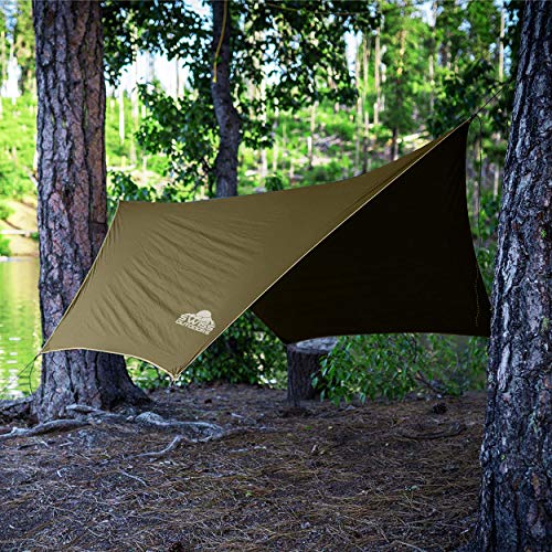 Swiss Outdoors Rain Fly Tarp | Waterproof Tent Shelter Canopy | Lightweight Easy Setup for Hammock, Backpacking or Camp Ge...