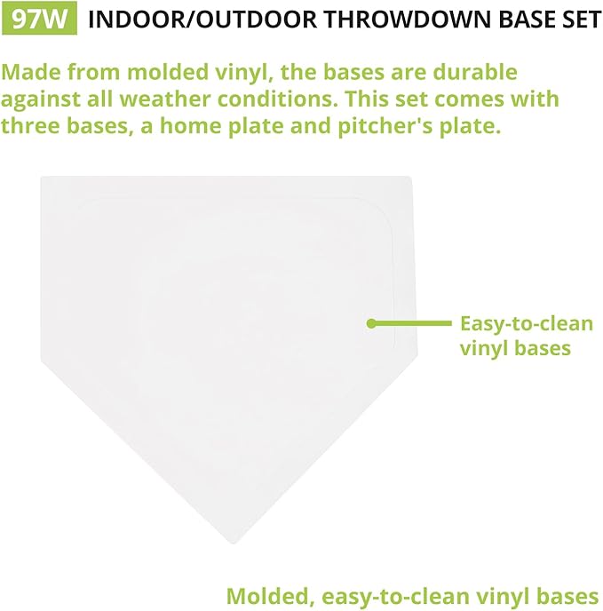 Champion Sports Baseball/Softball Throw Down Base Sets – Durable Indoor/Outdoor Training Bases – Sets of 4 or 5 in Orange or White