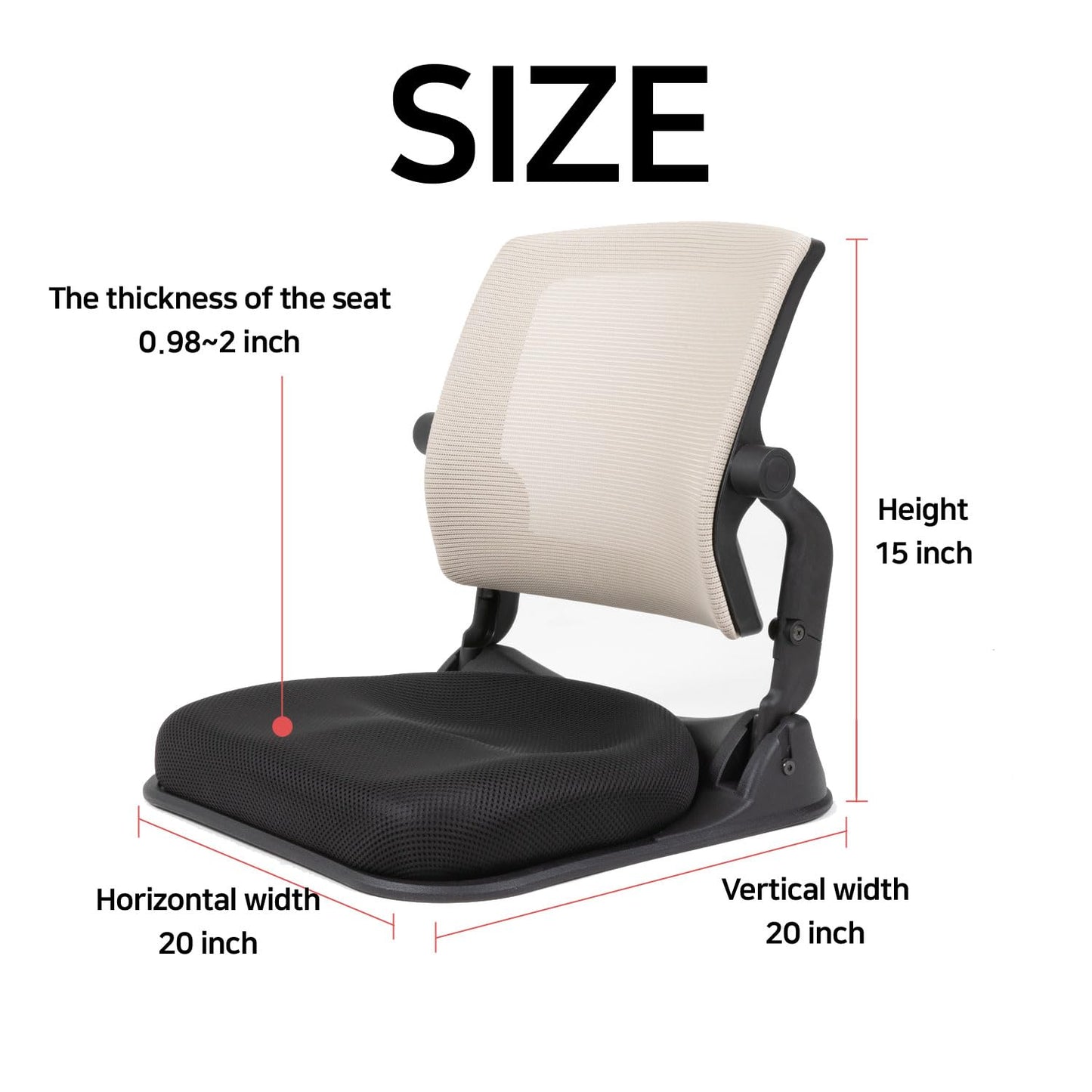 HIHIP Patented Floor Chair with Back Support - Foldable Orthopedic Floor Chair for Adults/Children - Japanese Legless Seat for Meditation, TV, Pelvic Adjustment - Recliner with Back Support (Gray)