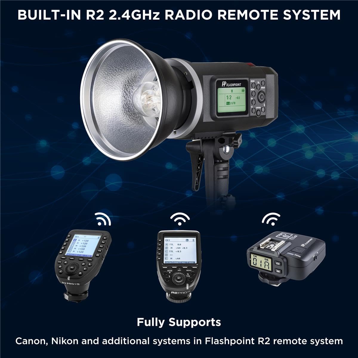 Flashpoint Xplor 600 Hss R2 Battery Powered Studio Flash Strobe Light Photography Kit W/Built-In R2 2.4Ghz, Bowens Mount, 600Ws,