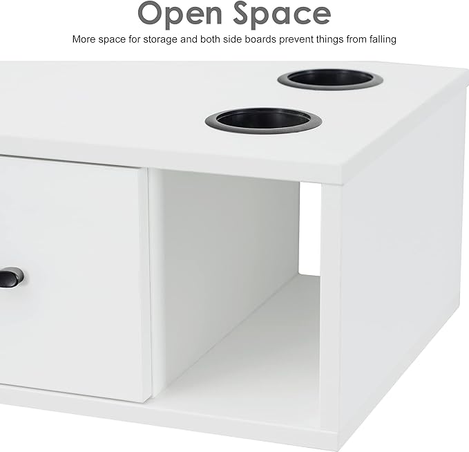 BarberPub Wall Mount Station with Drawers Styling Cabinet Open Storage Beauty Salon Spa Equipment 2502 (White)