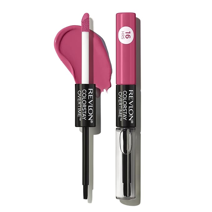 Revlon Liquid Lipstick with Clear Lip Gloss, ColorStay Overtime Lipcolor, Stocking Stuffer for Women, 260 Perennial Plum, 0.07 fl oz