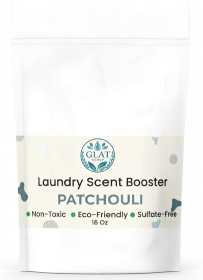 Plant-Based Laundry Scent Booster (Powder) - Patchouli | Fast-Dissolving, No Residue | Long-Lasting Earthy Pachouli Scent | Eco-Friendly, Hypoallergenic for Sensitive Skin | HE Safe, 16 Oz