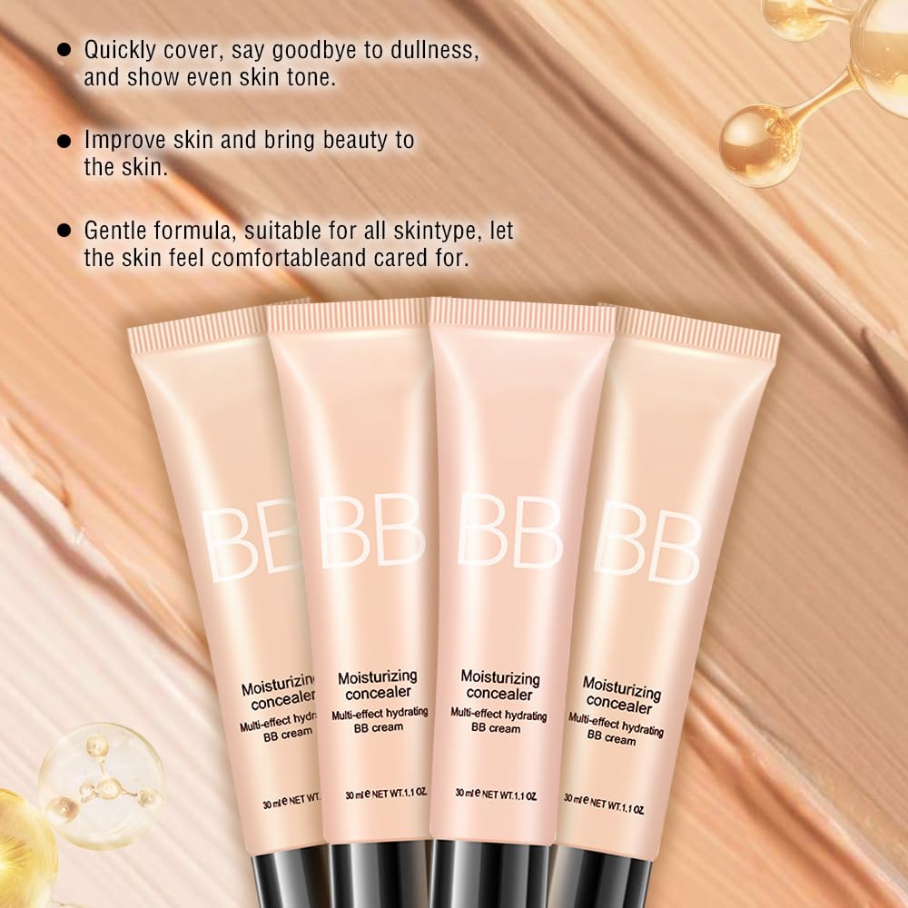 BB Cream Skin Tinted Foundation Makeup,Concealer Full Coverage Lightweight Matte Foundation with Brush,Evens Skin Tone,Oil Contr