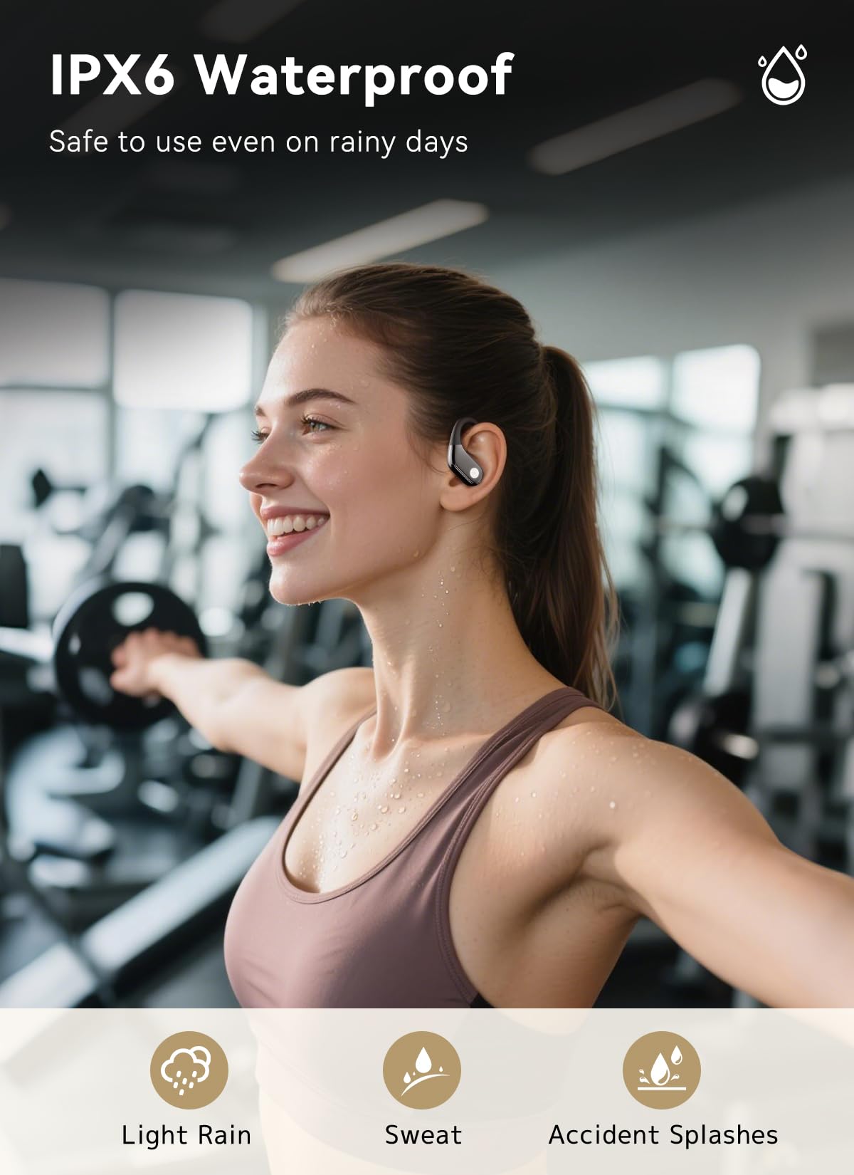 jaddsa Wireless Earbuds, ANC Noise Cancelling Sport Ear Buds with Multifunctional Touch Screen, Bluetooth 5.4 Headphones, Bass Stereo Sound, 5 EQ Over The Ear Earbuds for Sports/Workout/Gym-Black