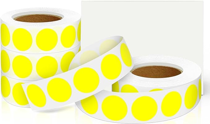 0.75 Inch 4Rolls of 4000 Colorful Dots Sealing Stickers,3/4"Round Permanent Adhesive Color Coding Labels,Yellow Dots Stickers for Home Decorative, Storage Bins, Moving Containers & Organization
