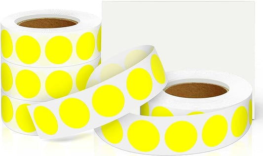 0.75 Inch 4Rolls of 4000 Colorful Dots Sealing Stickers,3/4"Round Permanent Adhesive Color Coding Labels,Yellow Dots Stickers for Home Decorative, Storage Bins, Moving Containers & Organization