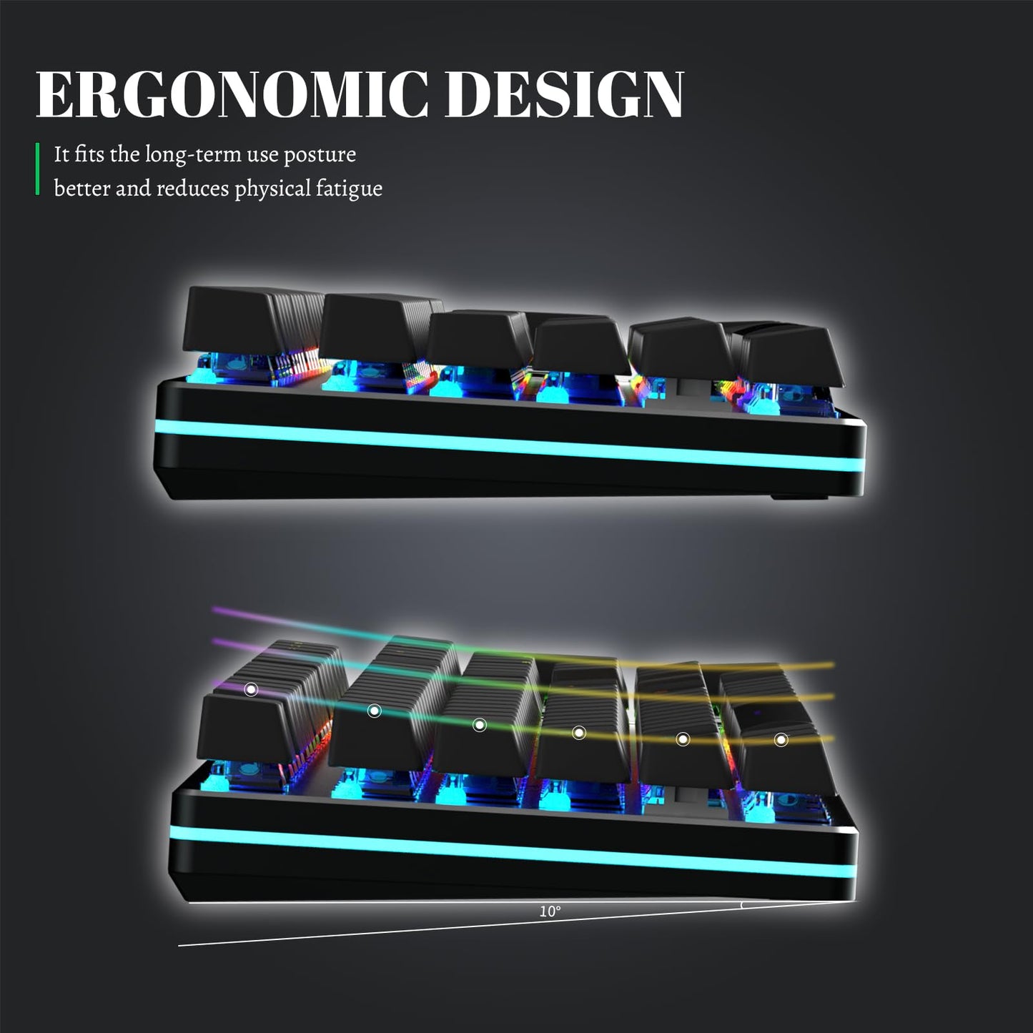 Black Emblem Mechanical Gaming Keyboard with Linear Red Switches, RGB Backlit Full Size 104 Key Programmable Wired Keyboard with Aluminum Base for Gaming/Typing/PC/Mac