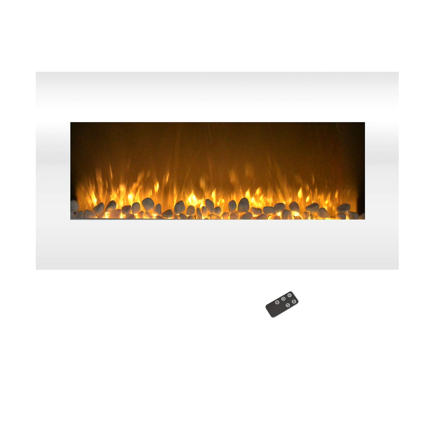 Northwest Wall Mounted Electric Fireplace Heater - 10-Color LED Flame and 3 Media Backgrounds 36-Inch Wall Mounted Fireplace with Adjustable Brightness and Remote (White)