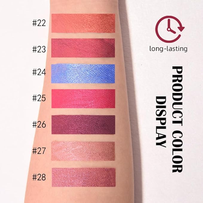 Kaely 2-in-1 Bright Red Metallic Lipstick and Lip Liner Makeup, Shimmer Liquid Metallic Lipsticks for Women, Glitter Lip Gloss Stain Long Lasting Waterproof Smudge Proof 24 Hour, Cruelty-Free 25