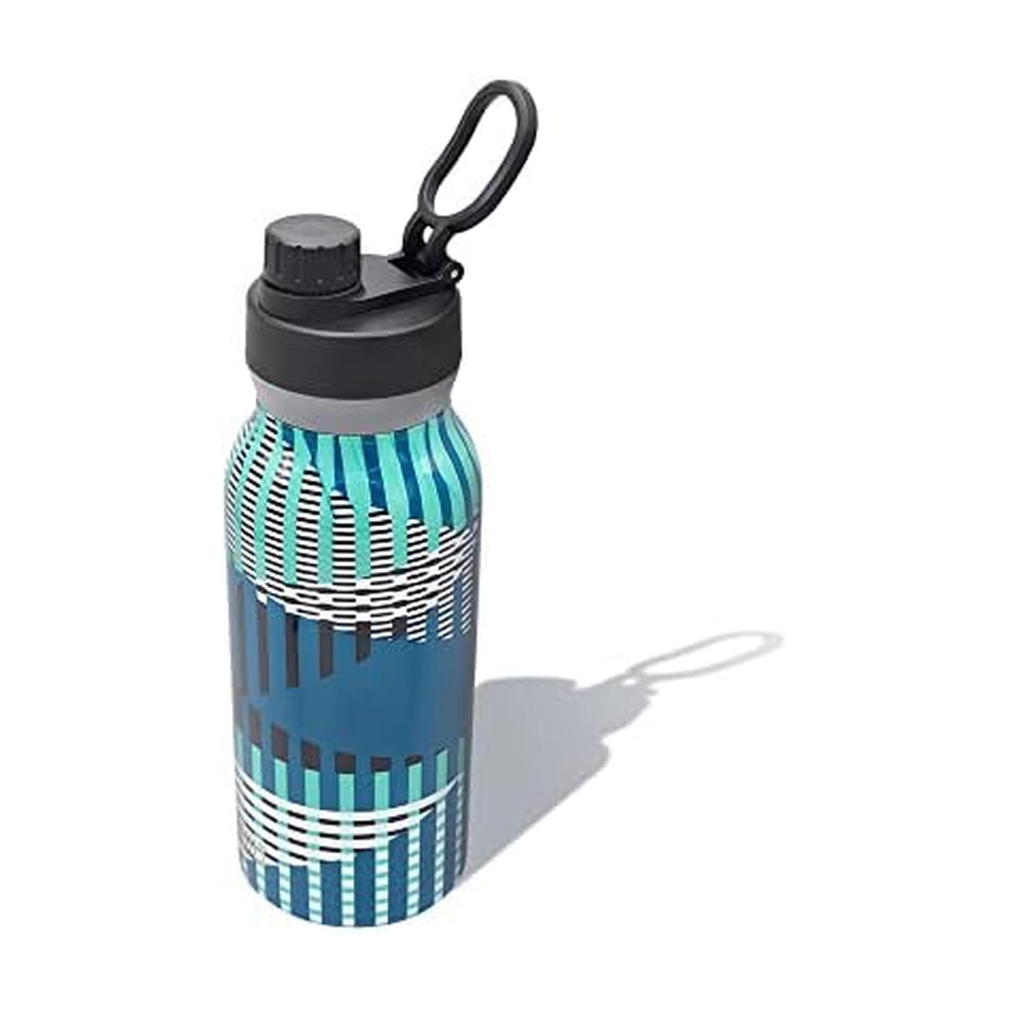 BUILT Wide Mouth Cascade Double Wall Vacuum Insulated Stainless Steel Bottle with Chug Lid, Off the Grid Blue, 32 Ounces