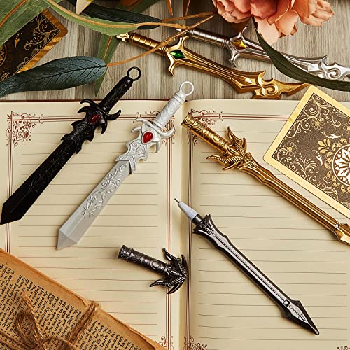Yexiya 24 Pack Ancient Sword Pens Set Gel Ink Novelty Fun Cool Sword Plastic Gel Ink Cool Pens for Christmas Birthday Part...