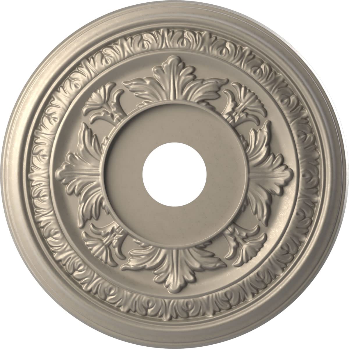 Ekena Millwork Cmp19Bacsv Baltimore Thermoformed Pvc Ceiling Medallion (Fits Canopies Up To 7 3/4), 19Od X 3 1/2Id X 1P, Metalli