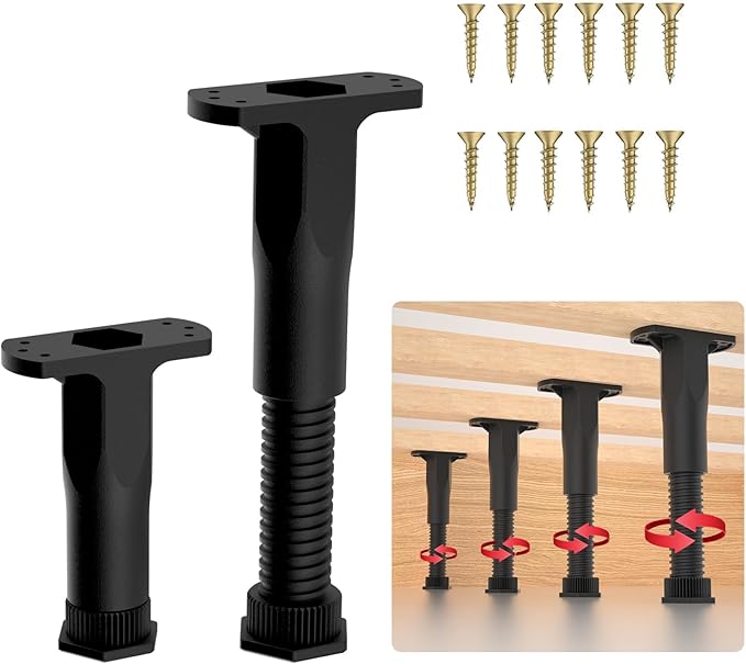 SKMYL Adjustable Height Center Bed Support Leg for Sagging Shelf, Furniture Legs for Frame,Slat and Riser, Adjustable Height 5.1"-8.5" (2PCS)