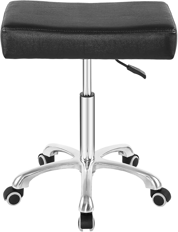 Nazalus Rolling Swivel Stool Height Adjustable with Wheels Heavy Duty for Office Home Desk Counter Salon (Black) (Black, Without Footrest)