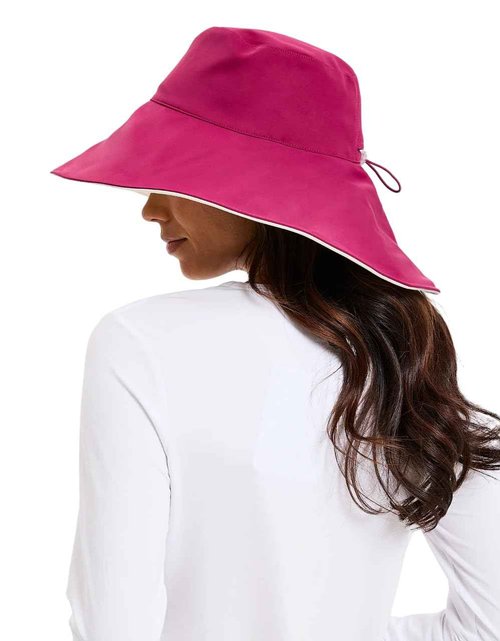 Solbari Ultra Wide Brim Sun Hat UPF50+ Packable UV Sun Protection Hats with Full Coverage Brim, Burgundy/Beige, Small-Medium