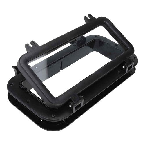 NovelBee 2pcs Boat Yacht Rectangle Opening Portlight Porthole,15-3/4" x 7-7/8" Hatch Porthole Replacement Window Port Hole for Marine Boat Yacht RV (Black)