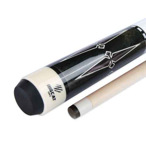 Big Cat Timeless Legacy Pool Cue Stick - Grade A Canadian Maple, 12.5mm Professional Leather Tip, 58” Length, Premium Billiard Cue for Adults – Home or Tournament Play - 21oz, Gray Black