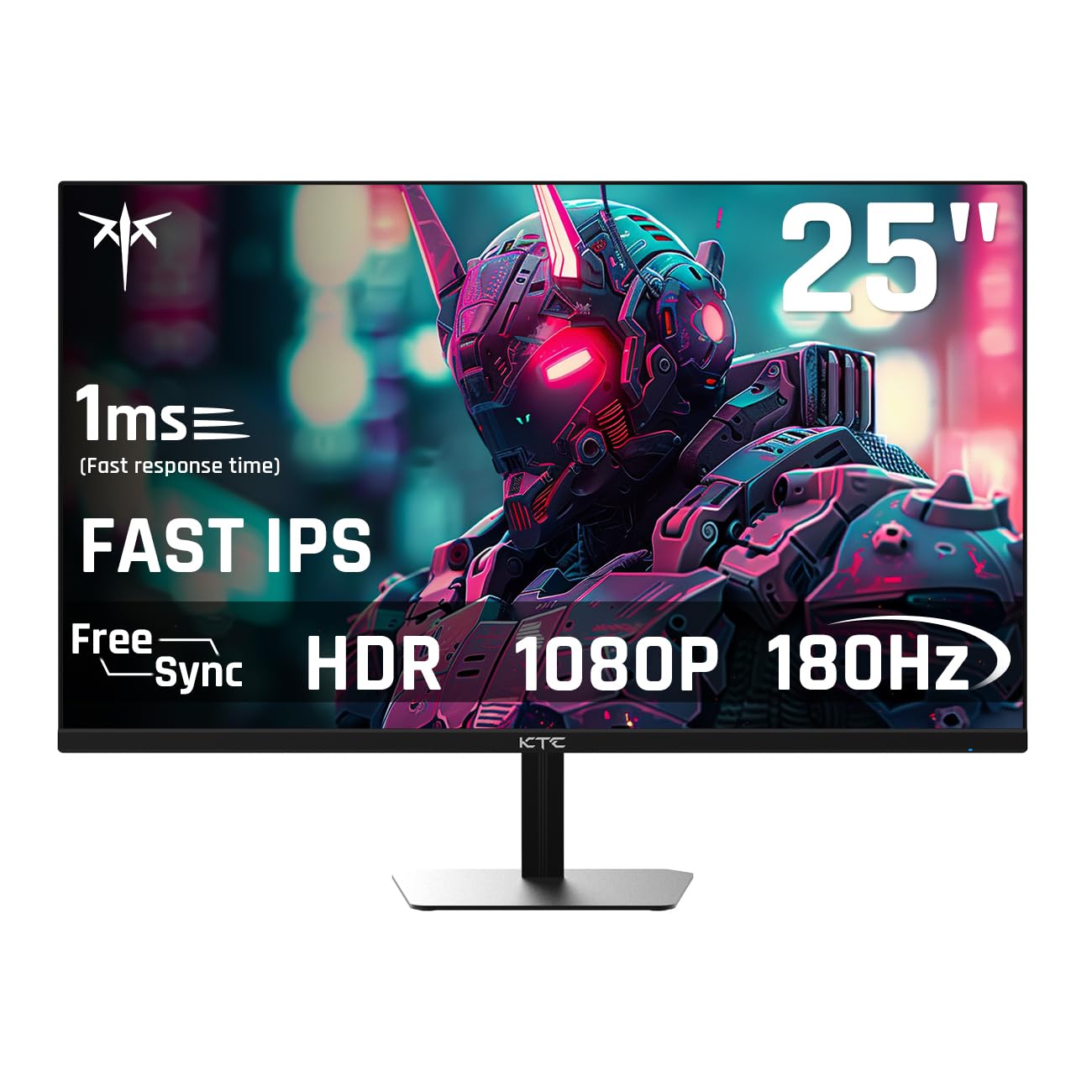 Ktc 24.5 Gaming Monitor, Fhd 1080P 180Hz Fast Ips 128% Srgb Frameless Computer Monitor, Hdr10, Adaptive Sync, Eye Care Pc Game