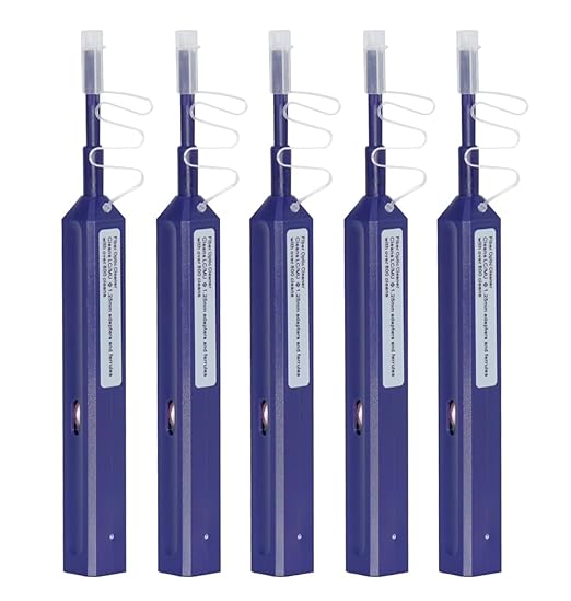 LC Fiber Cleaner Pen - 5 Pack - 1.25mm LC Fiber Optic Cleaning Pen with Dual Action Connector Cleaner & Endface Cleaning Action.