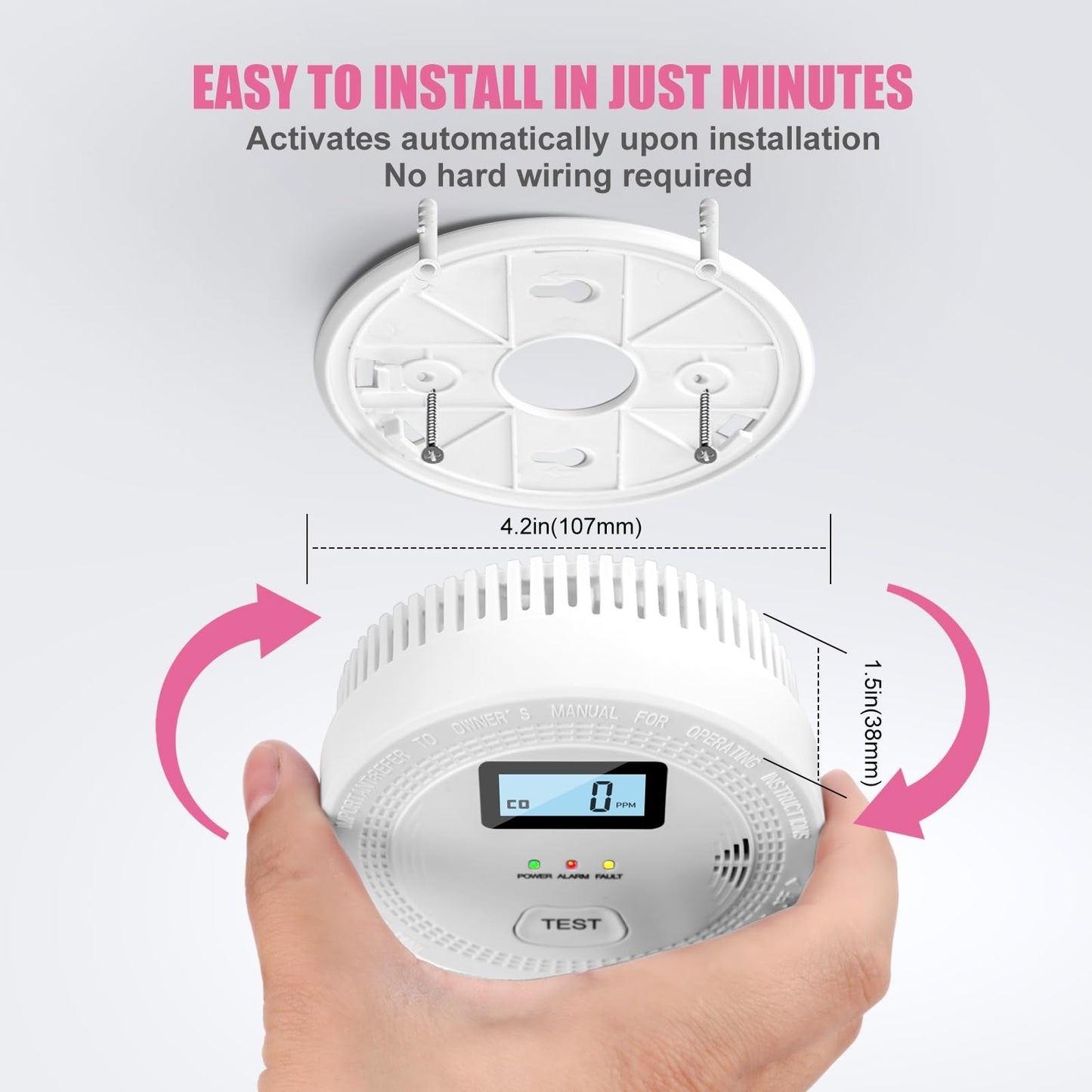 3 Pack Smoke Carbon Monoxide Detectors,2 in 1 CO & Smoke Fire Alarm for Home,Dual Sensor Smoke Alarm Carbon Monoxide Detector with LCD Display,Replaceable Battery Operated, 85db Sound(Battery Include)