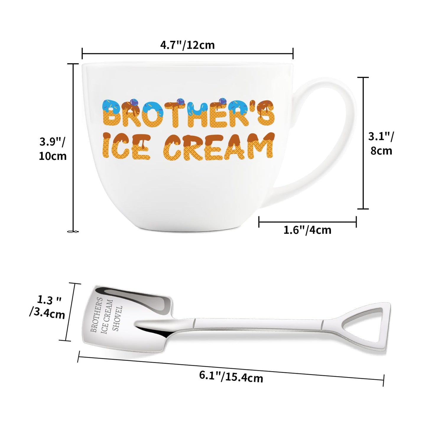Aremdys Brother Gifts from Sister, Gifts for Brother, Brorhers Gift Ice Cream Bowl Set, Fathers Day Gift for Brother's Adult, Best Birthday Graduation Present for Brothers from Sister