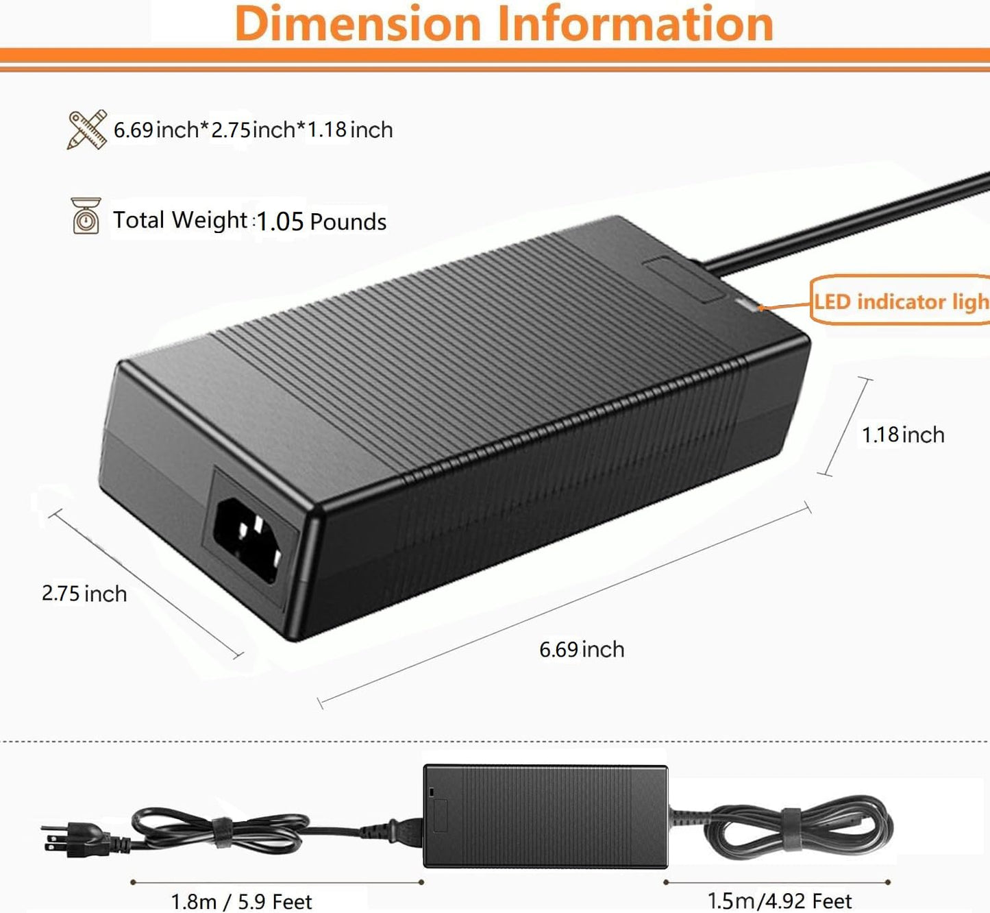 MJPOWER 24V AC/DC Adapter for Inogen G5 / Inogen Rove 6 Portable Oxygen Concentrator IO-500 BA-501 BA-503 BA-500 BA-516 BA500 BA501 BA503 BA516 MANGO120S-24CB-ING Power Supply Cord Battery Charger
