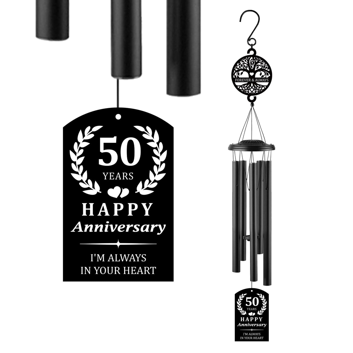 37'' 50th Anniversary Wind Chime Gifts,Golden Wedding Anniversary Presents,Happy 50th Wedding Decorations for Parents,Couples,Husband,Wife,Friends
