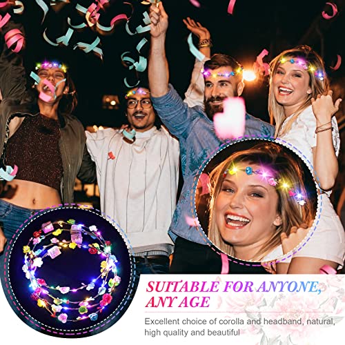 Syhood Valentines Day Gifts, 50 Pcs LED Flower Crowns Headbands, Light up Flower Crowns for Women, Glow in the Dark Headba...