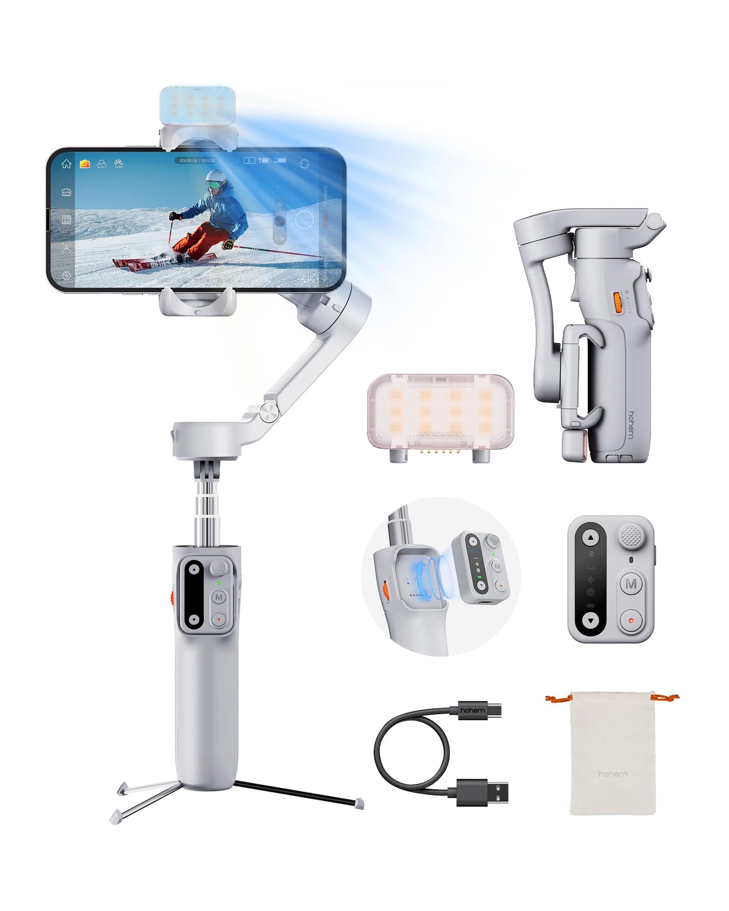 Hohem Isteady X3 Gimbal Stabilizer For Iphone, Foldable Phone Gimbal Object Tracking, Remote Control, 3-Axis Phone Stabilizer Bu