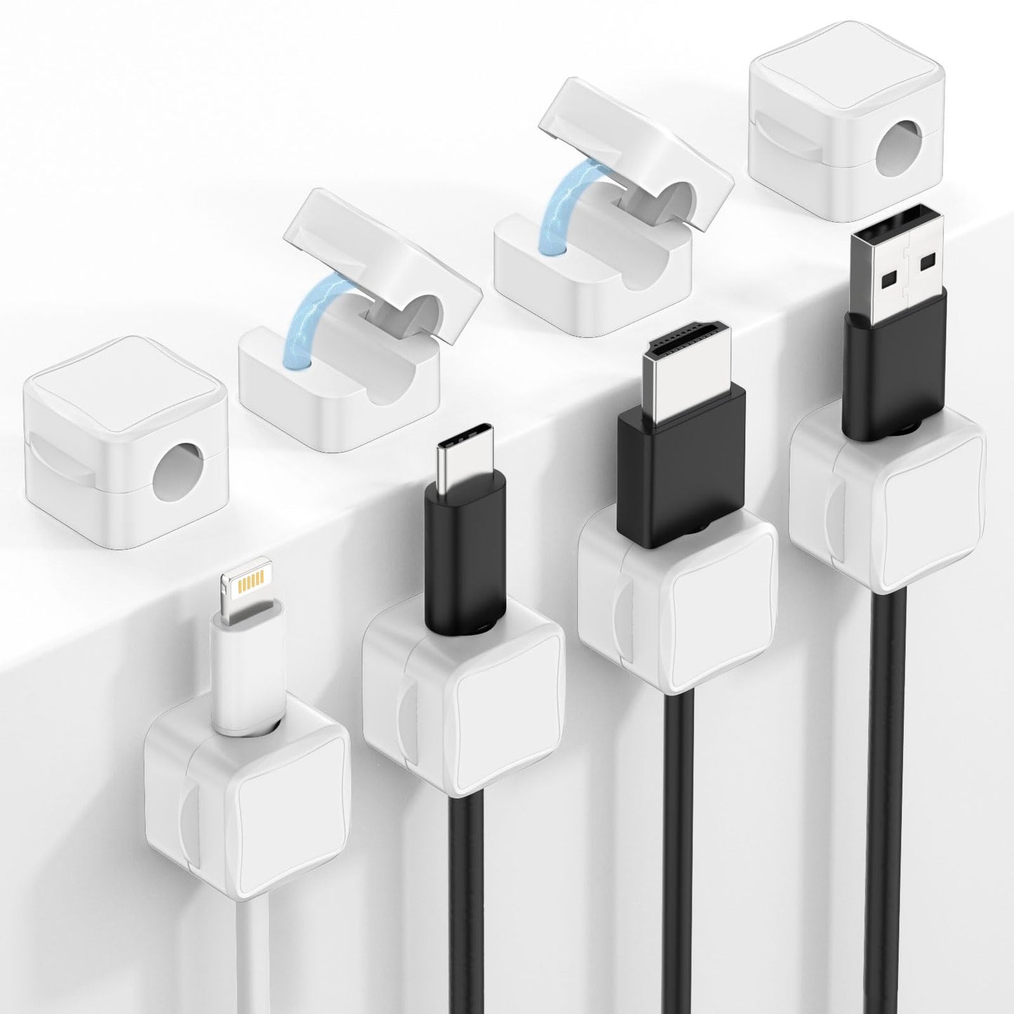 Moko 8 Pack Magnetic Cable Clips, Desk Cord Organizer, Adhesive Cord Holder, Cable Management Wire Holder Keeper Organizer For N