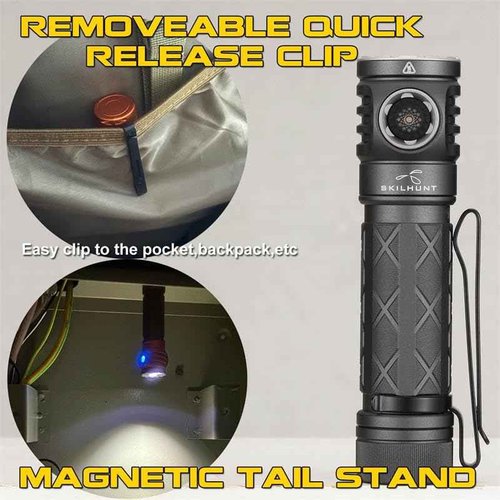 EC200S-RED 2100 lumens White and Red beam USB-C Rechargeable Powerful EDC flashlight - Lightweight, Compact Mini Pocket light Camping Hiking Running Waterproof Outdoor (Cool White 6500K, Grey)