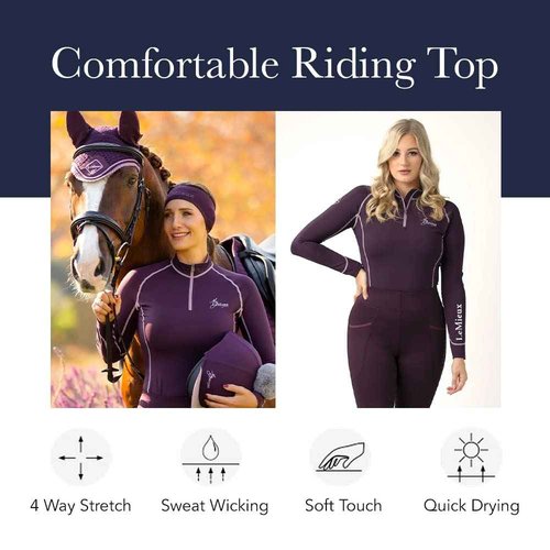 LeMieux Women’s Base Layer Top - Athletic Thermal Shirts - Equestrian Apparel & Gear for Horseback Riding - (Hunter Green - US12)
