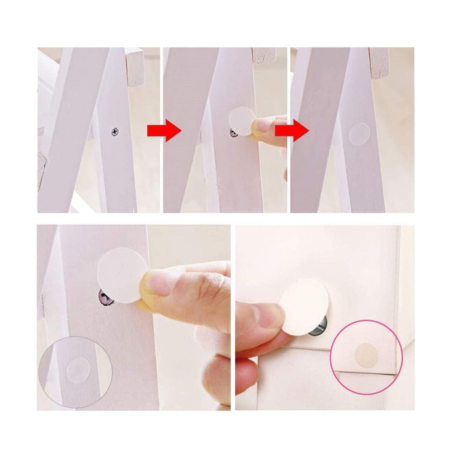 580 Pcs Self-Adhesive Screw Hole Stickers, 6-Table Self-Adhesive Screw Covers Caps Dustproof Sticker 12mm, 15mm, 21mm White