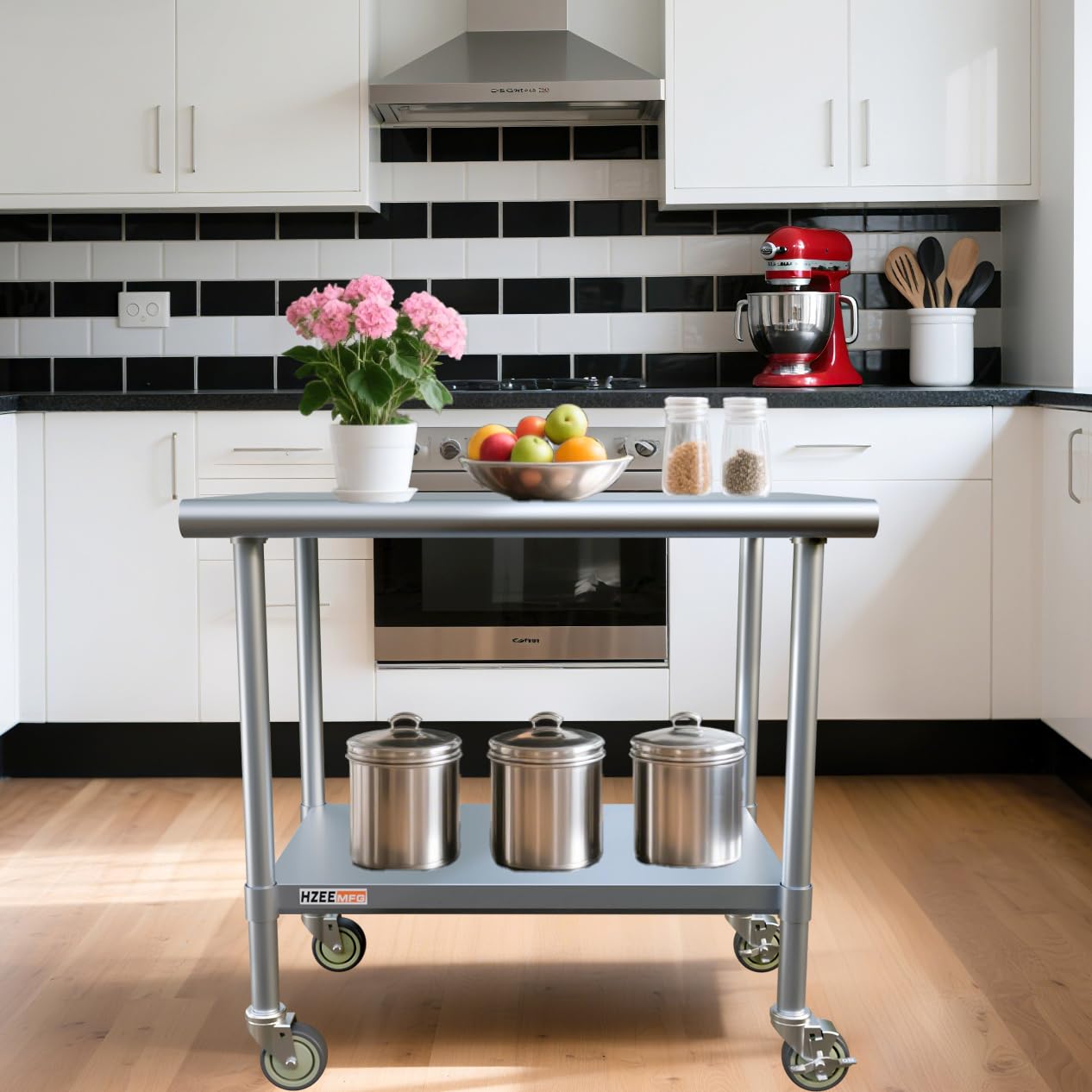 HZEEMFG Stainless Steel Table for Prep & Work 24x36 with Casters, 3ft Commercial Heavy Duty Table with Wheels for Restaurant,Home, Hotel, Laundry Room,Garage,Workshops
