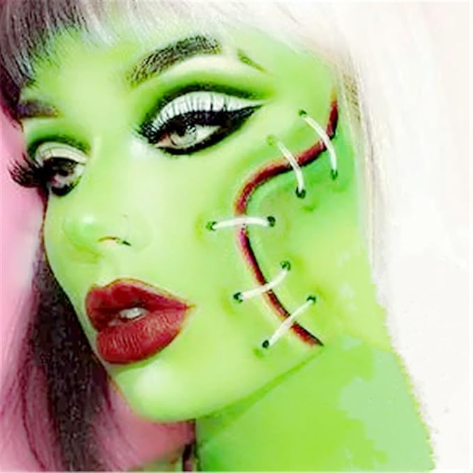 Go Ho 6 Colors Green Face Body Paint,Cream Washable Formula Face Painting for Adults Children Halloween Cosplay,Body Paint FX Makeup Palette,Professional Costumes Face Paint Green Makeup