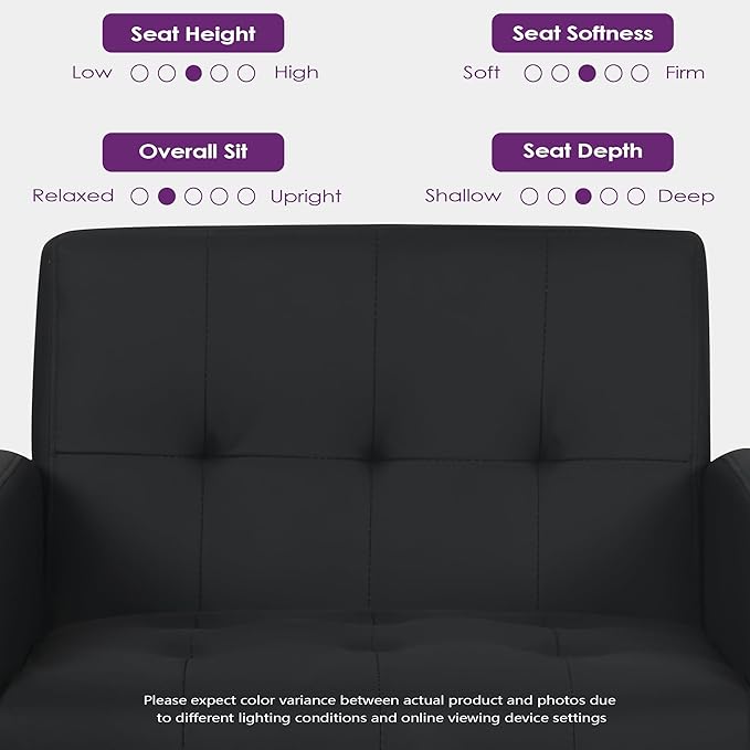 TYBOATLE Accent Chair, Living Room Chairs, Cozy Tufted Mid Century Modern Black Accent Chairs with Arms for Bedroom, Comfy Reading Arm Chair,Small Chairs for Small Spaces,Living Room,Office (1, Black)